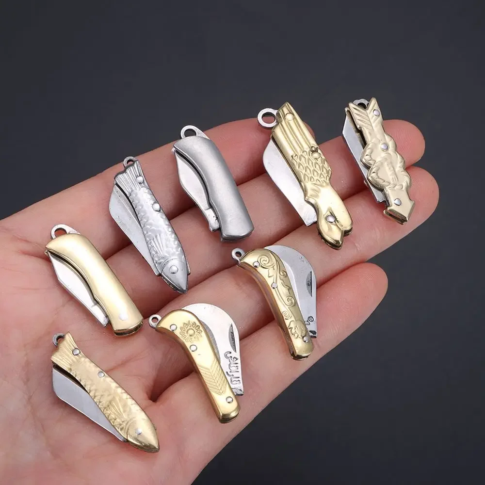 

Mini Folding Knife Skin-Peeler Stainless Steel Paring Carton Opener Keychain Portable Express Unboxing Knife Self Defense Tool