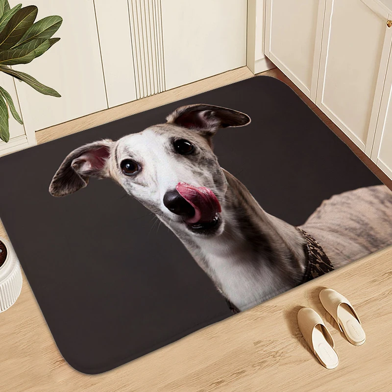 Whippet Dog Doormat Entrance Door Veranda Floor Mat Carpet for Bedroom Washable Non-slip Kitchen Living Room Bathroom Rug Home