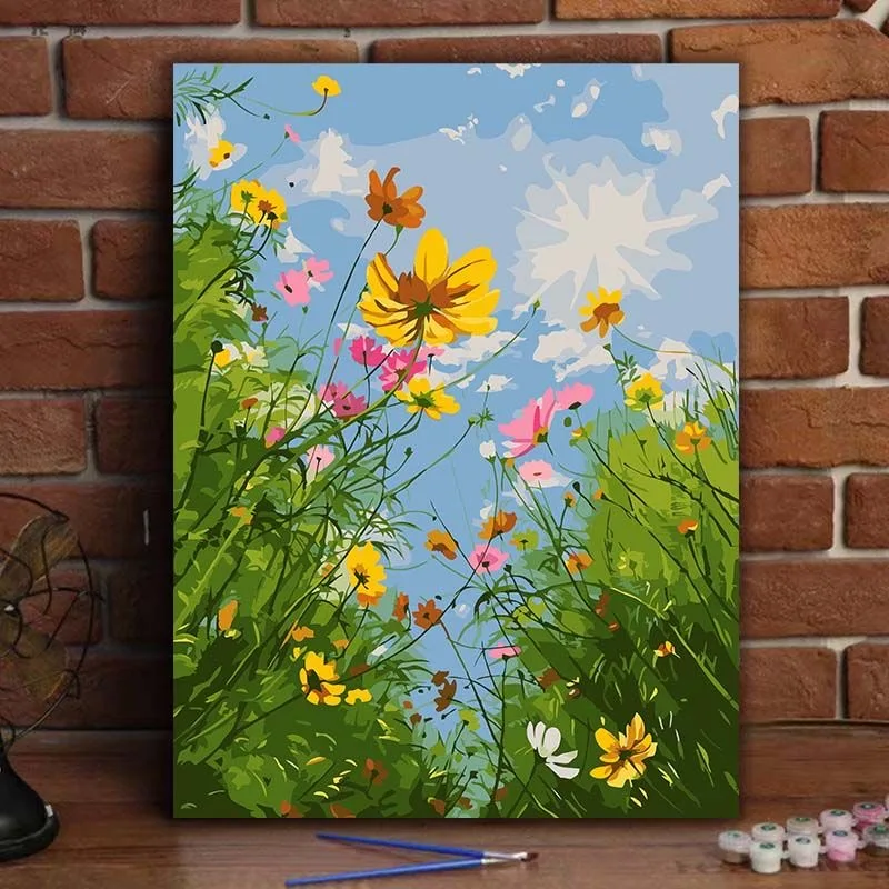 

A-0157 Sunset Poppy Field Oil Painting, Vibrant Floral Art, Large Wall Decor