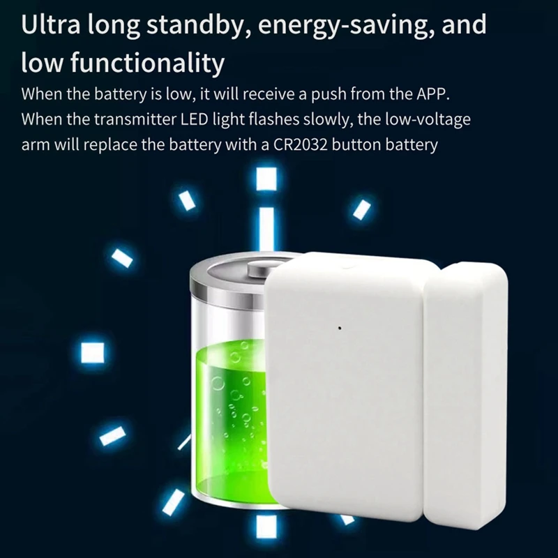 Sensore porta TTLOCK wireless da 2,4 Ghz Rilevamento contatti porta bianca Stato aperto e chiuso Windows Funziona con l'app TTLOCK Smart Locks