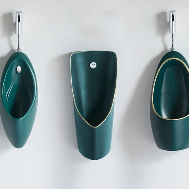 

Integrated automatic sensing urinal wall mounted household men's urinal floor mounted dark green ceramic urinal