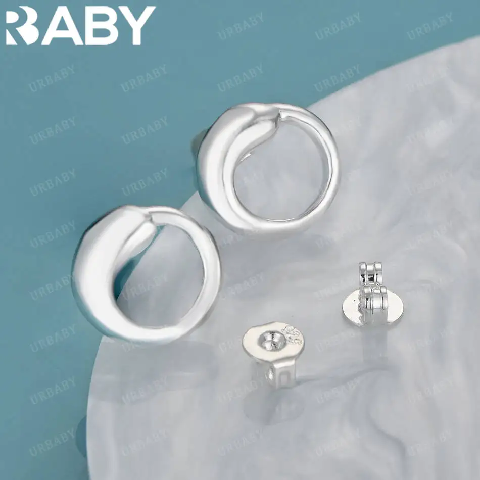 

URBABY 925 Sterling Silver Round Earrings Stud Earrings Creativity Gifts Street All-match Party And Daily Wear