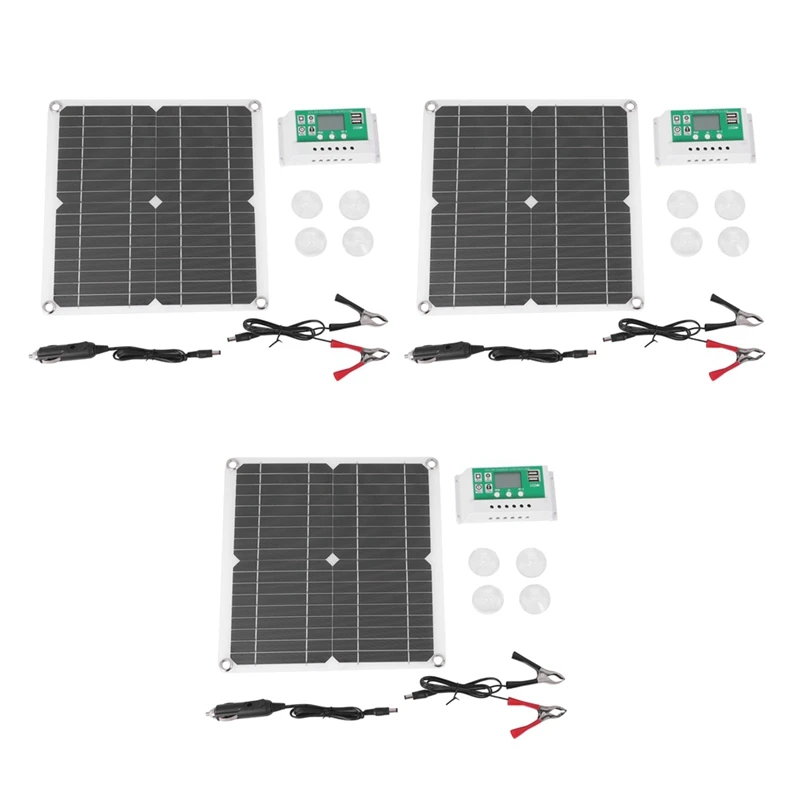 

3X 12W Solar Panel Kit 60A 12V Battery Charger With Controller Caravan Boat