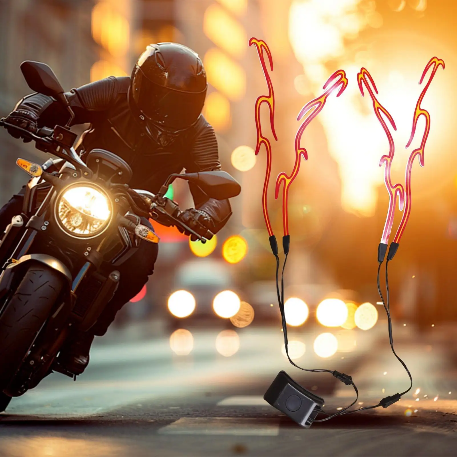 

Motorcycle Helmet LED Cold Light Waterproof Flame Strip Sticker Flashing Warning Lights Night Riding Chargeable Accessories
