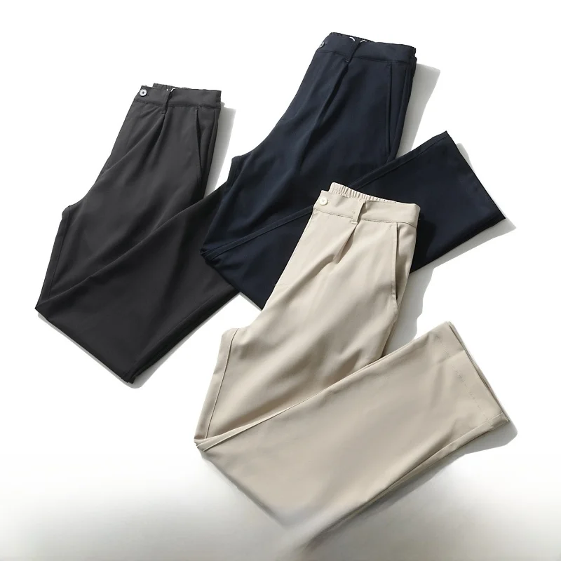 High Elastic Comfortable Men's Casual Straight Leg Pants Spring Summer Lightweight Business Daily Commute Versatile Trousers