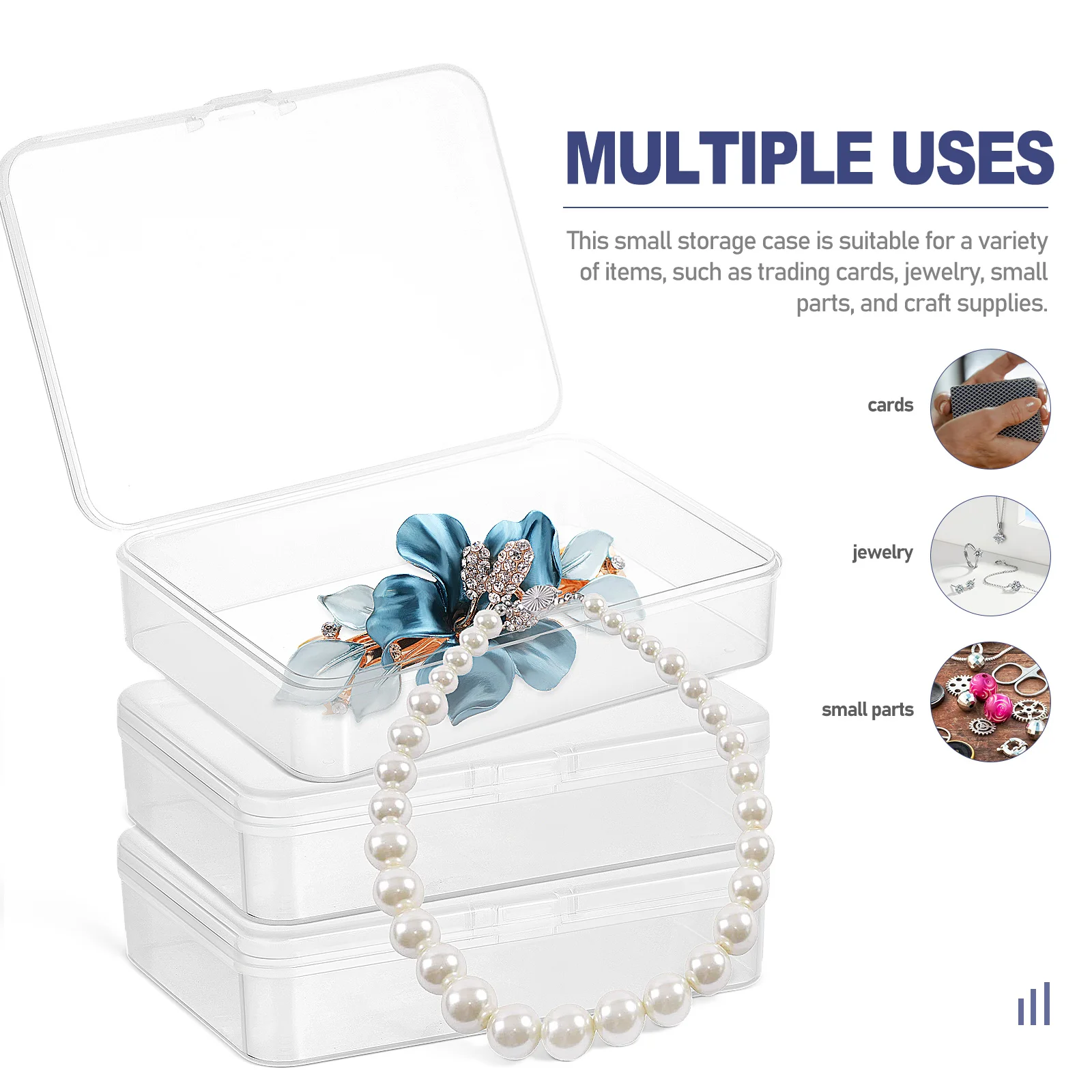 6Pcs Clear Storage Box Small Organizer Case Portable Trading Card Storage Holder Craft Supplies Jewelry Collection