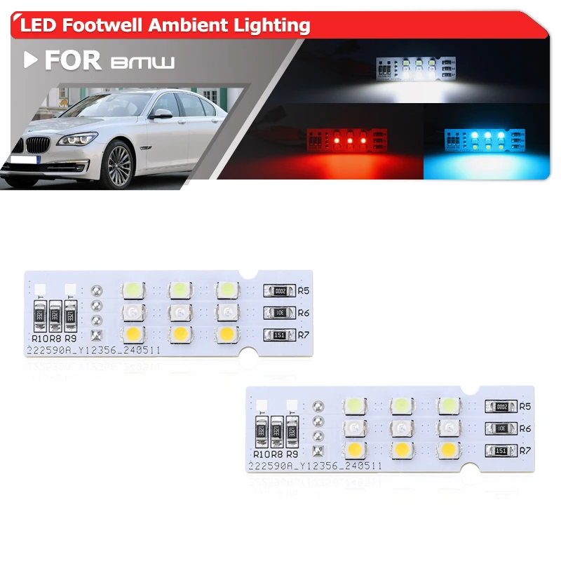 Upgraded Replacement LED Under Dash Floor Courtesy Footwell Ambient Lighting For BMW 7Series F01 F02 LCI 2013 2014 2015