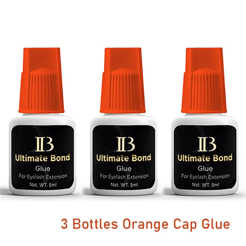 3 Bottles IBeauty Ultimate Bond Korean Eyelashes Extensions False Lash Adhesive Orange Cap Fast Dry Eyelash Glue 5ml Makeup Tool