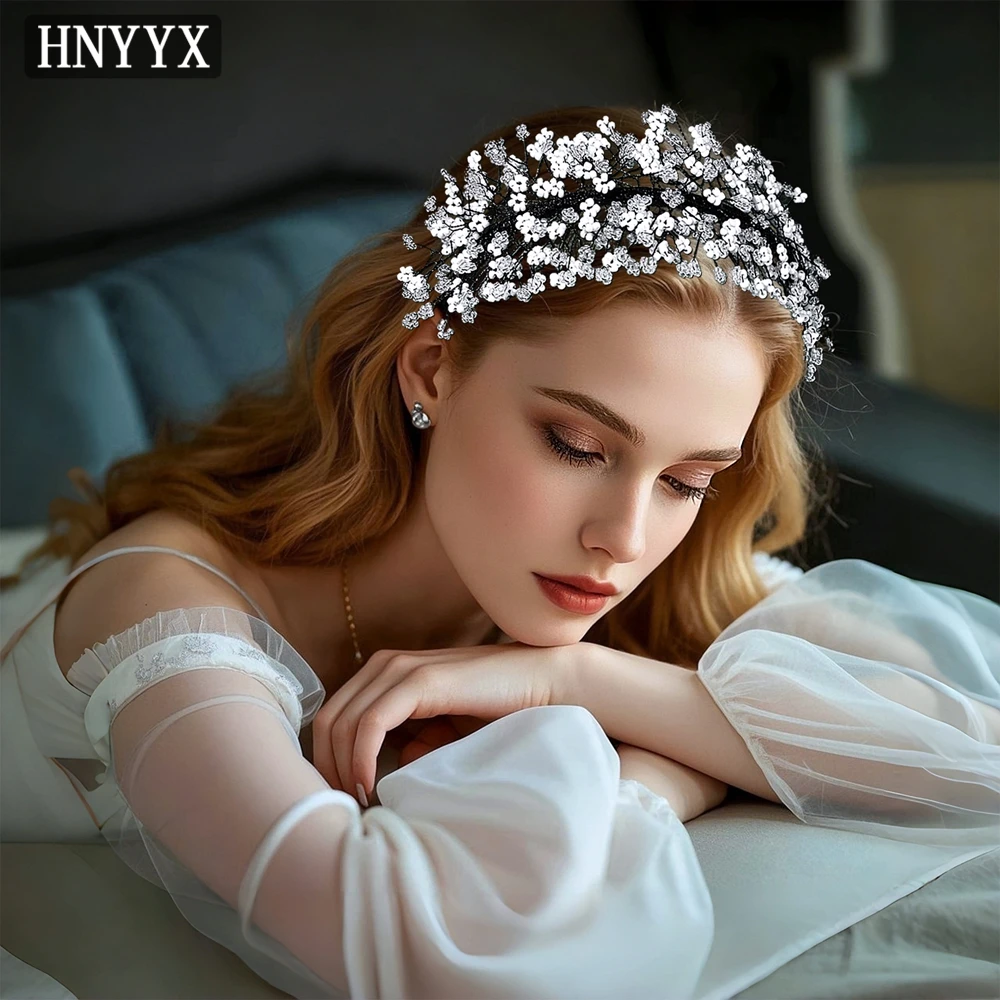 

YouLaPan Bridal Luxury Wedding Beaded Headband Handmade Weaving Retro Pearl Flower Ladies Elegant Banquet Ball Headwear YXA86