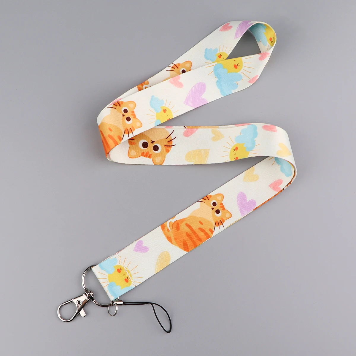 LX1320 Cute Yellow Cat Neck Strap Lanyards Keychain Badge Holder ID Card Pass Hang Rope Lariat Lanyard for Key Rings Accessories