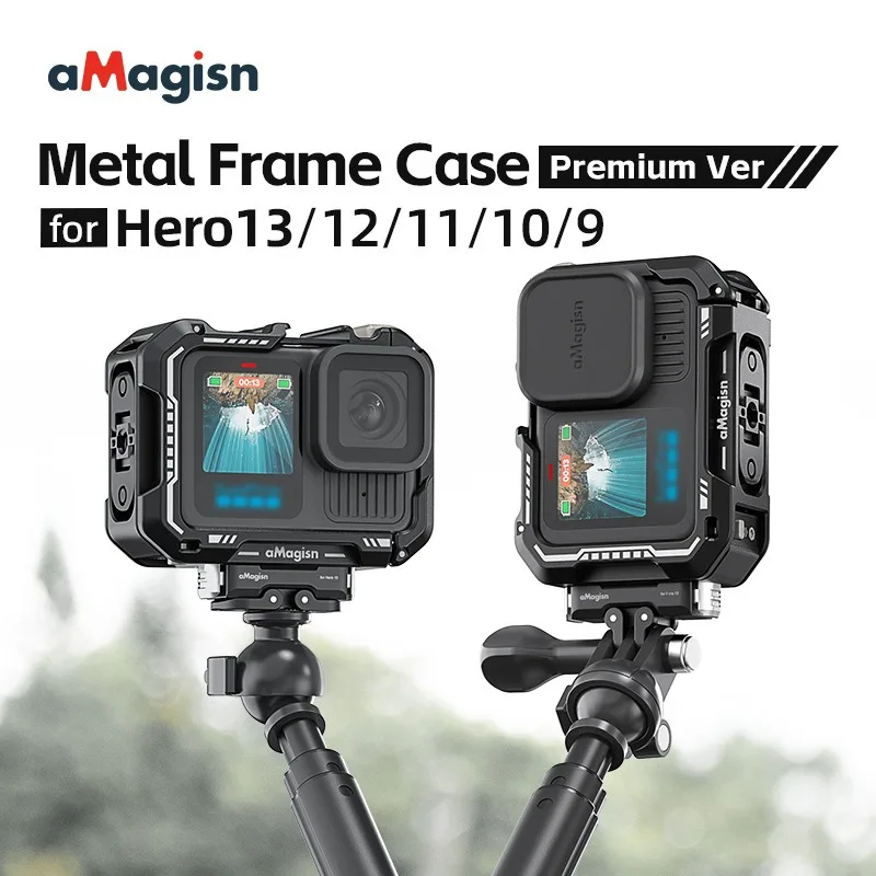 aMagisn For GoPro 13/12/11/10/9 Metal Rabbit Cage Premium Horizontal and Vertical Protective Frame Accessories