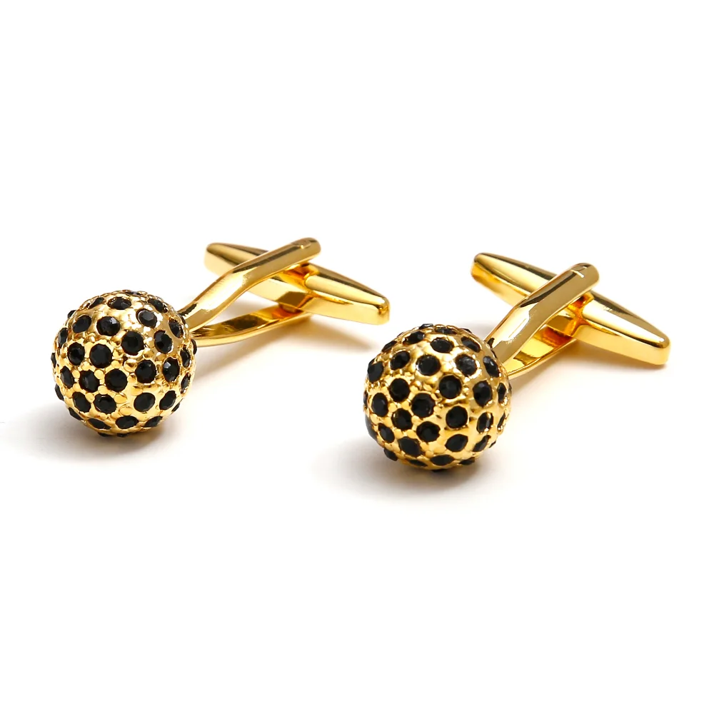 Gentleman Golf Texture Diamond Inlaid Cufflinks Men's Business Dress Shirt Cuff Buckle Banquet Gift With High-end Accessories
