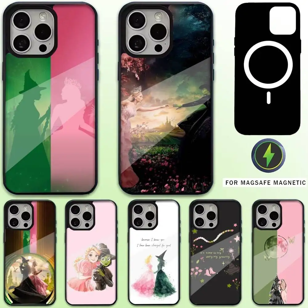 

W-Wicked Musical Green Pink Phone Case For iPhone17,16,15,14,13,12,11 Plus,Pro Max Magnetic For Magsafe Wireless Charging