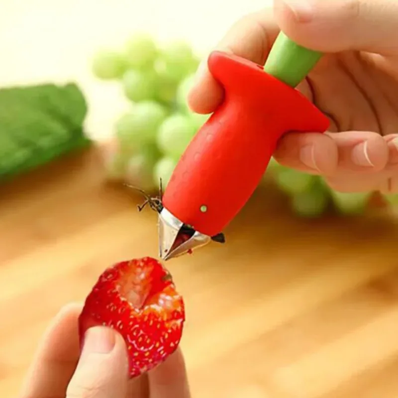 Cuchillo removedor de tallo de fresa, cortador de verduras y semillas con agujero de piña, tallo de tomate, utensilios de cocina