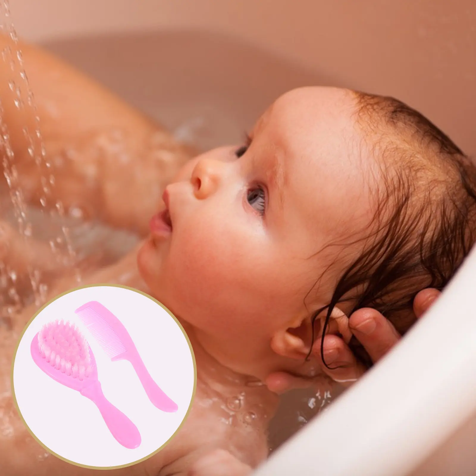 

Baby Comb Brush Set for Gentle Head Massage Promotes Blood Circulation Brain Development Anti Static Smooth Circular Teeth