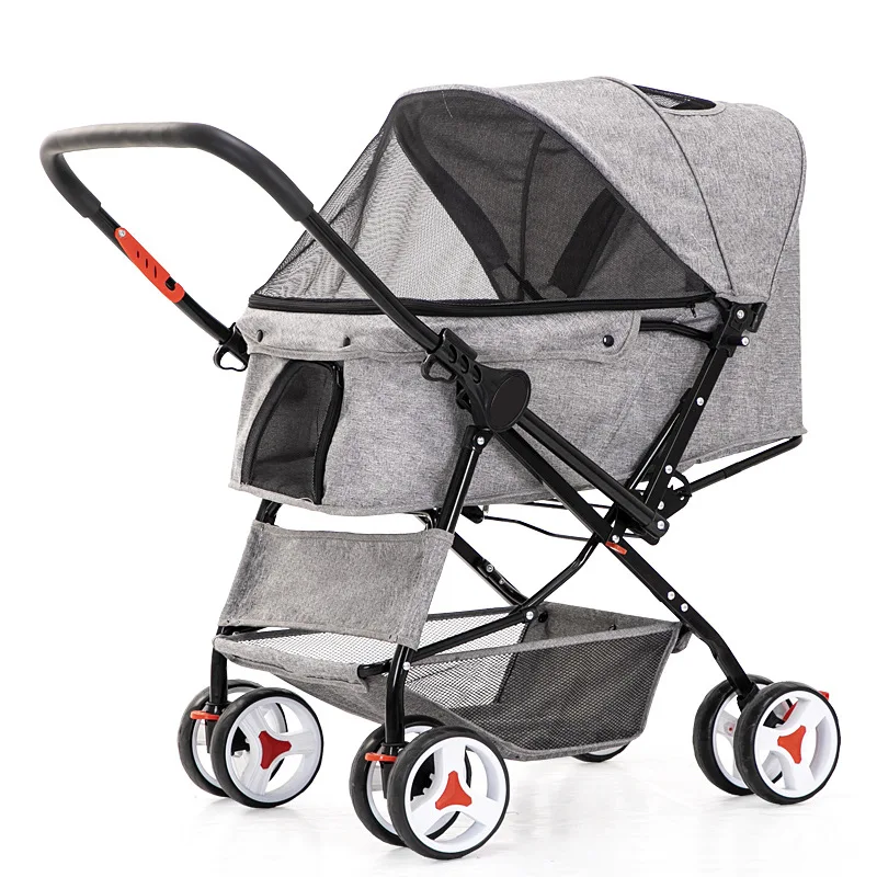 

Foldable Pet Stroller for Dogs and Cats with One-Touch Folding Quick Setup and Dual-Direction Function