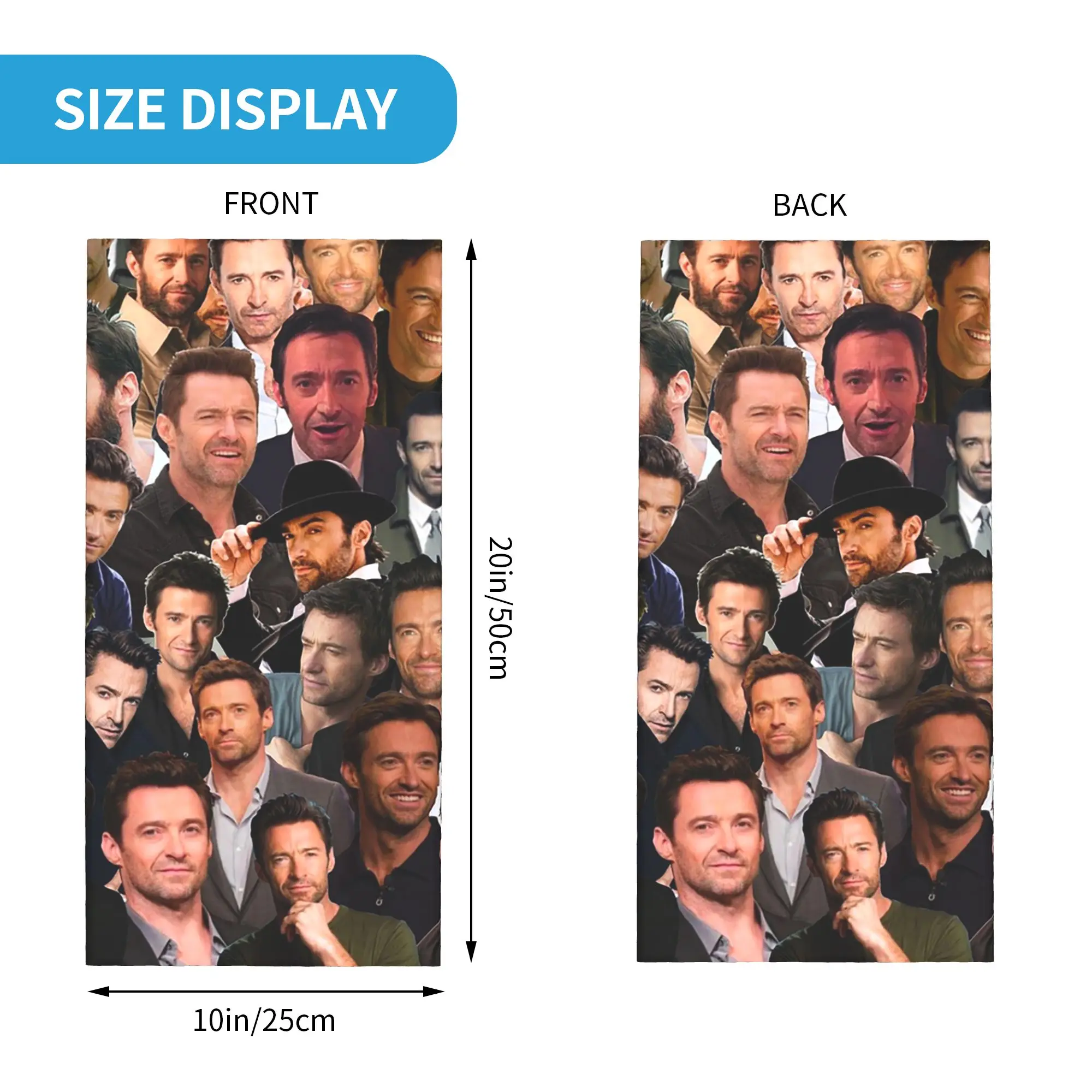 Hugh Jackman Photo Collage Bandana Neck Gaiter Printed Wrap Scarf Headwear Outdoor Sports Unisex Adult Windproof