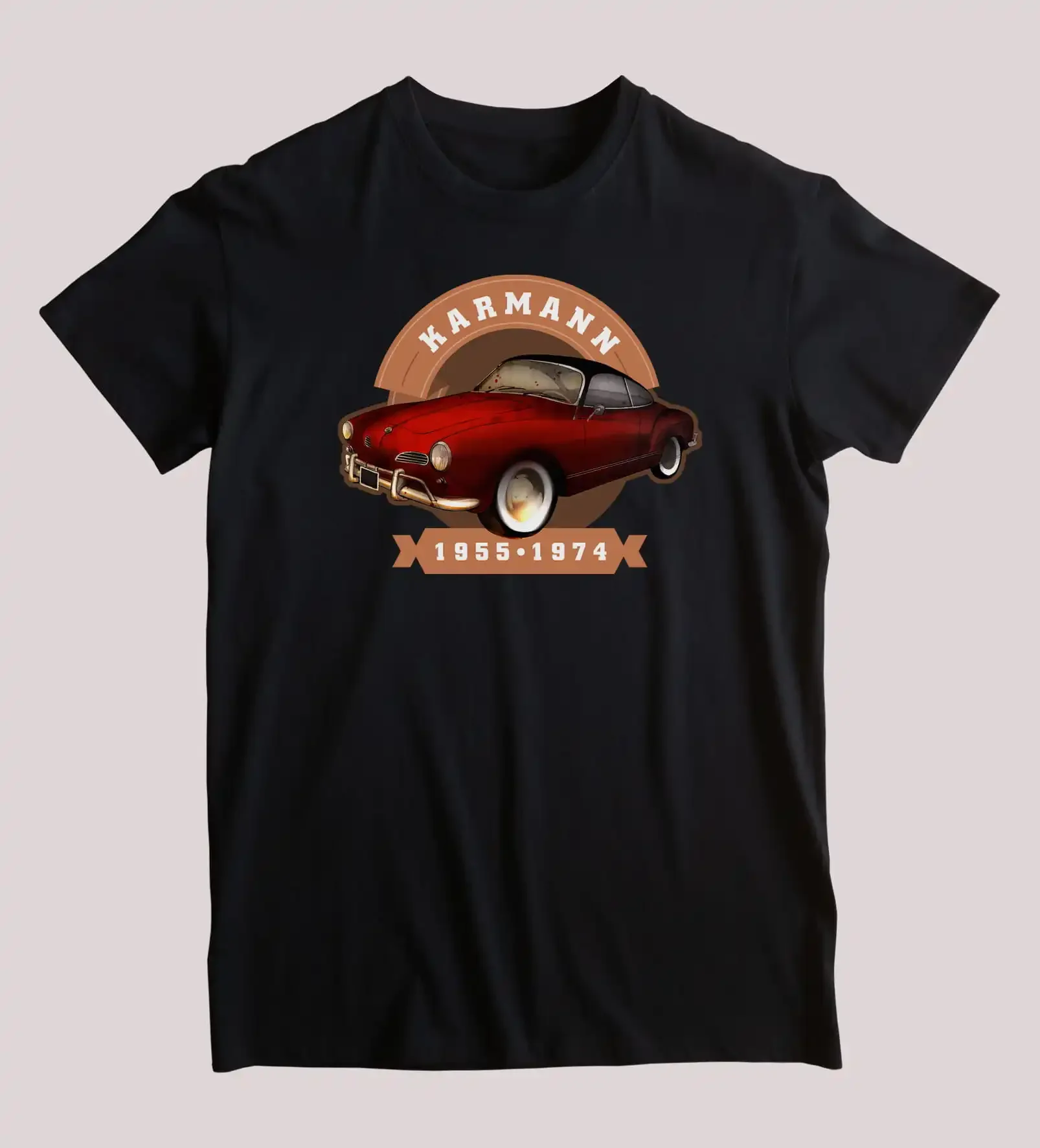 Classic Karmann Ghia German Vintage Car T-Shirt 100% Cotton O-Neck Summer Short Sleeve Casual Mens T-shirt Size S-3XL