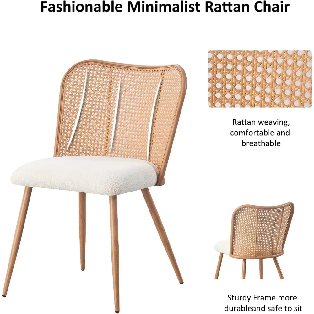 Moderne Rattan-Esszimmerstühle aus der Mitte des Jahrhunderts, 4er-Set, Akzentstühle mit Schmetterlingsrückenlehne, solide Metallbeine für das Esszimmer in der Küche