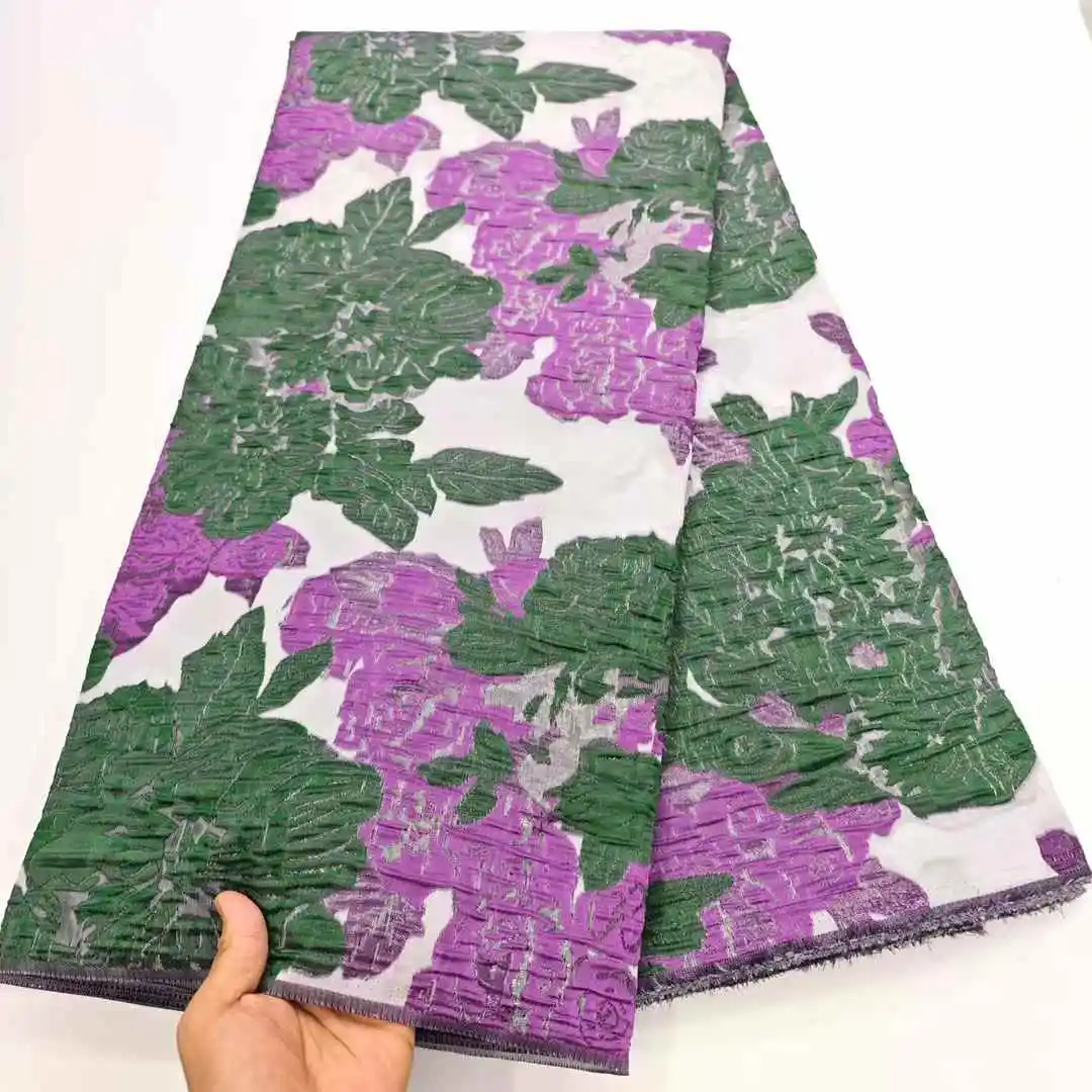 ล่าสุดแอฟริกันผ้าลูกไม้ Jacquard ผ้า 2025 คุณภาพสูง 5 หลาลูกไม้ภาษาฝรั่งเศสคํา Gilding ลูกไม้ผ้าสําหรับงานแต่งงานชุดเย็บ