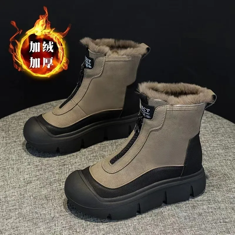 شتاء جديد المخملية الدافئة الجلود القطن الأحذية سميكة القاع عالية أعلى أحذية الثلوج خفيفة الوزن لينة أسفل أحذية قصيرة