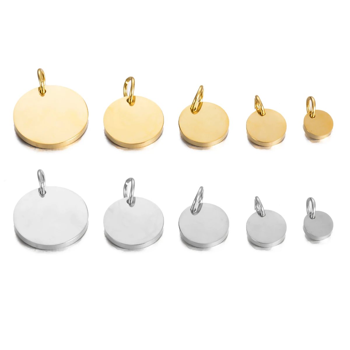 10Pcs Round Mirror Polishing ID Tag Charms Blank Pendants for Jewelry Making Necklaces Bracelets DIY Accessories