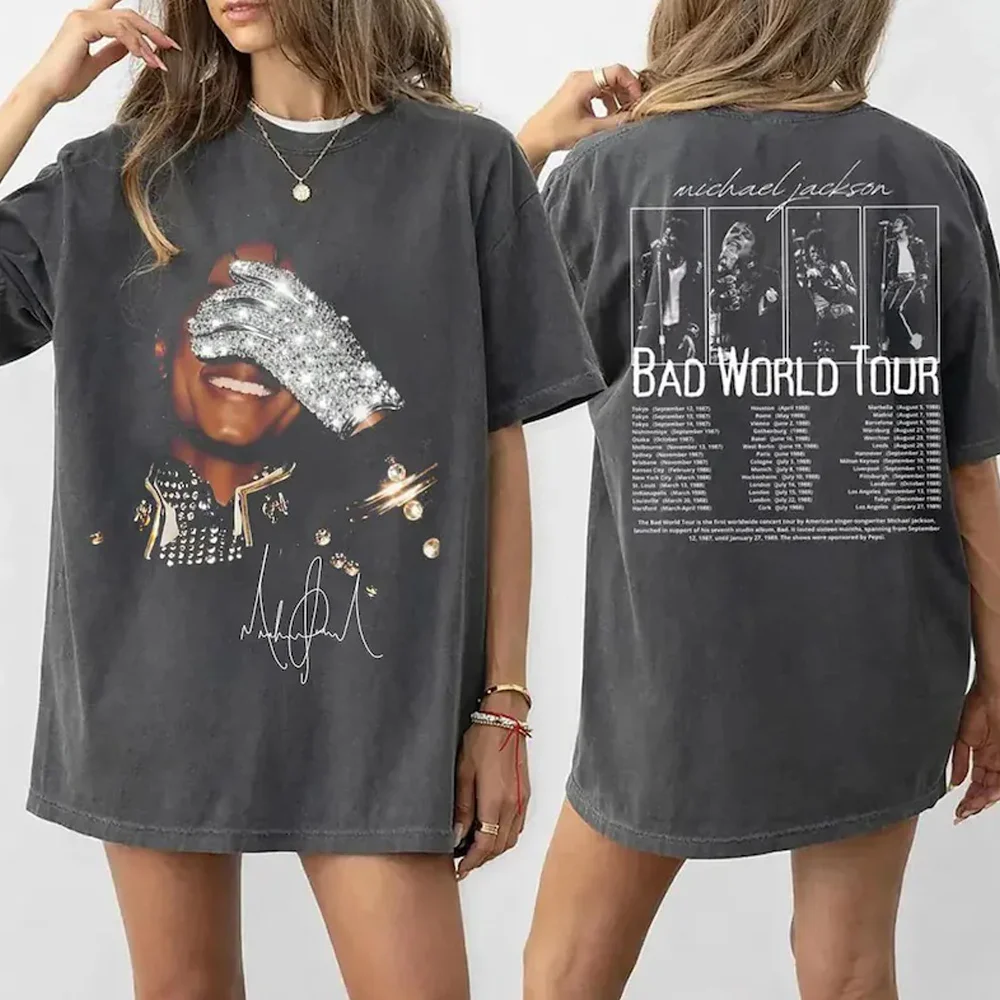 Michael Jackson Modern Redesign T-shirt Men and Women Summer Cotton Y2K Clothing Fashion Round Neck Short Sleeved Tee Fan Gifts