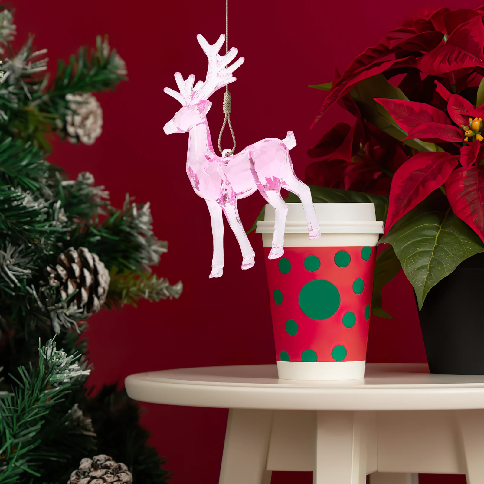 2 шт. висюльки с оленями из акрила для рождественского декора, прозрачные подвески для ёлки
