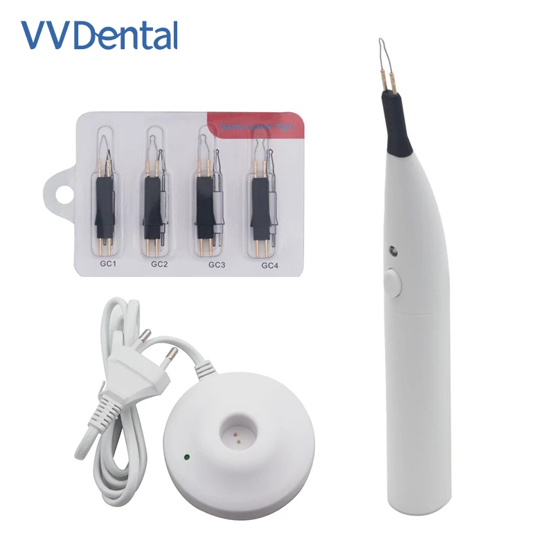 VVDental Endo Equipment Gutta Percha Cutter with 4 Pcs Tips Tooth Gum Cutter for Percha Points Materials