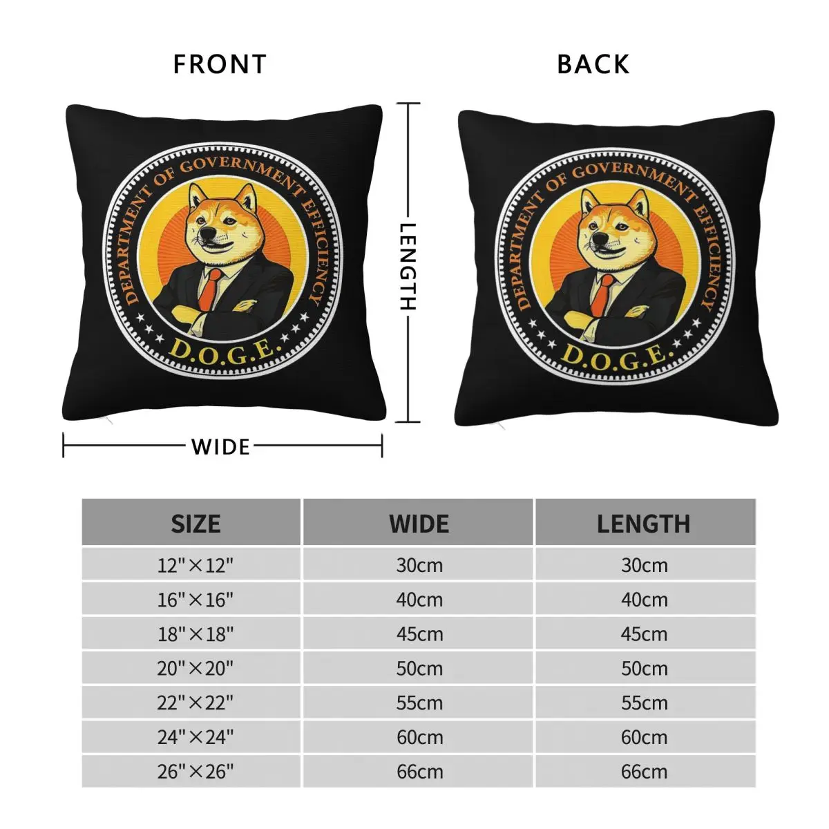 Doge Department Of Government Efficiency Square Pillowcase Polyester Linen Velvet Pattern Zip Decorative Sofa Cushion Cover
