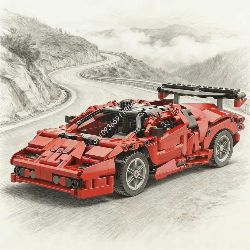 

837 деталей MOC Lamborghini Countach B, модель из технических строительных блоков, конструктор для сборки, рождественский подарок, игрушка, креативная идея для самостоятельной сборки