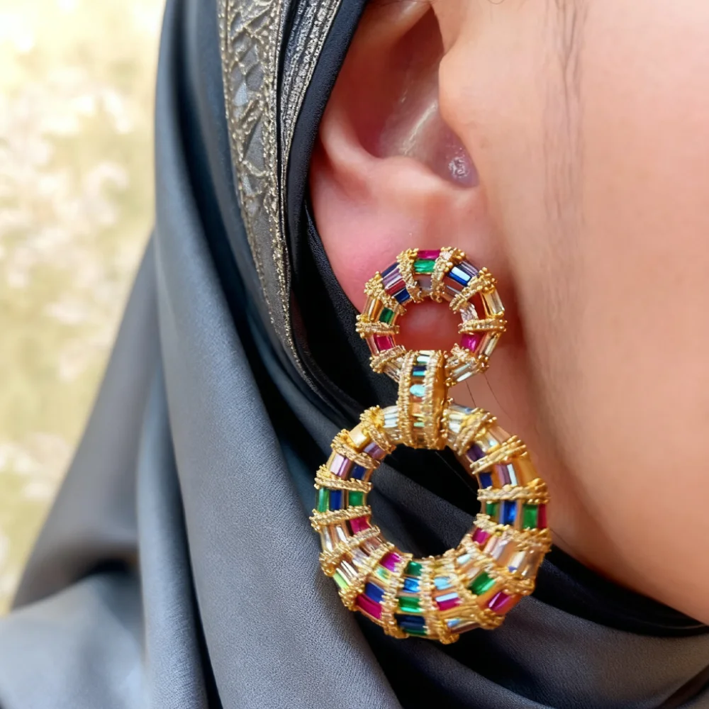 

missvikki Luxury Original Design Round Pendant Necklace Earrings Jewelry Fashion Bridal Wedding boucle d'oreille femme 2021 New