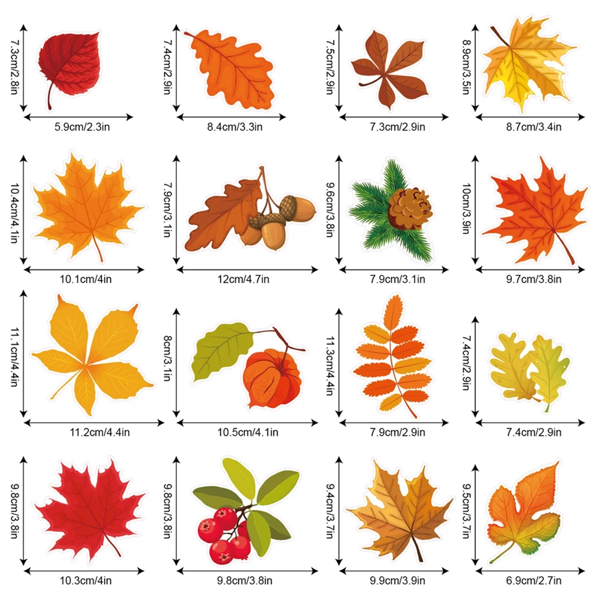 Hojas de otoño de Acción de Gracias, pegatinas de ventana, adhesivos de caída para ventana de vidrio, decoración de otoño estacional