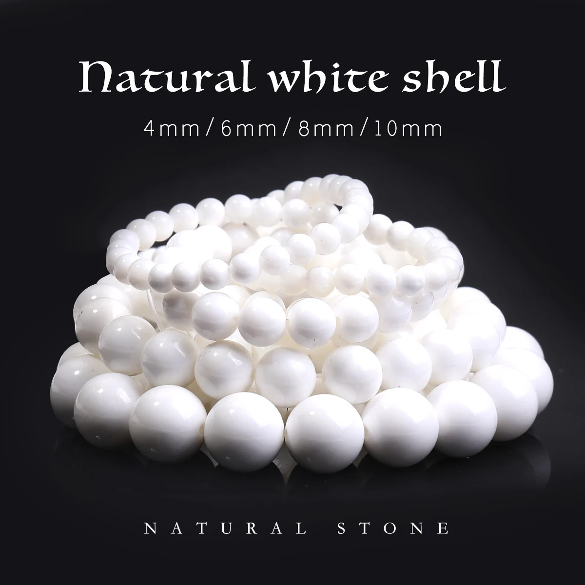 

Бусины из ракушек, круглые свободные бусины-разделители для изготовления ювелирных изделий, браслет, ожерелье, 15 дюймов, размер 4, 6, 8, 10 мм