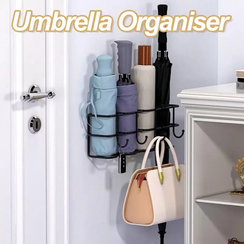 منظم المظلة للجدار 4-فتحة الحائط مظلة معدنية تخزين حامل اللوازم المنزلية توفير المساحة المنظم المنزل