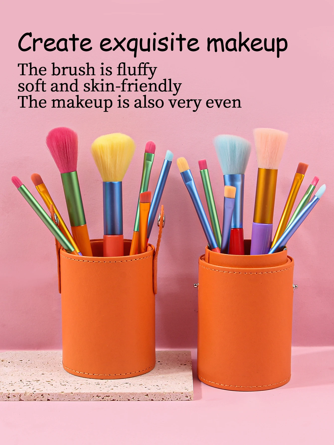 15PCS/Set Orange Holiday makeup brush Set Loose Powder Eye Shadow Concealer Highlight Brush Super Soft Beauty Tools With bucket