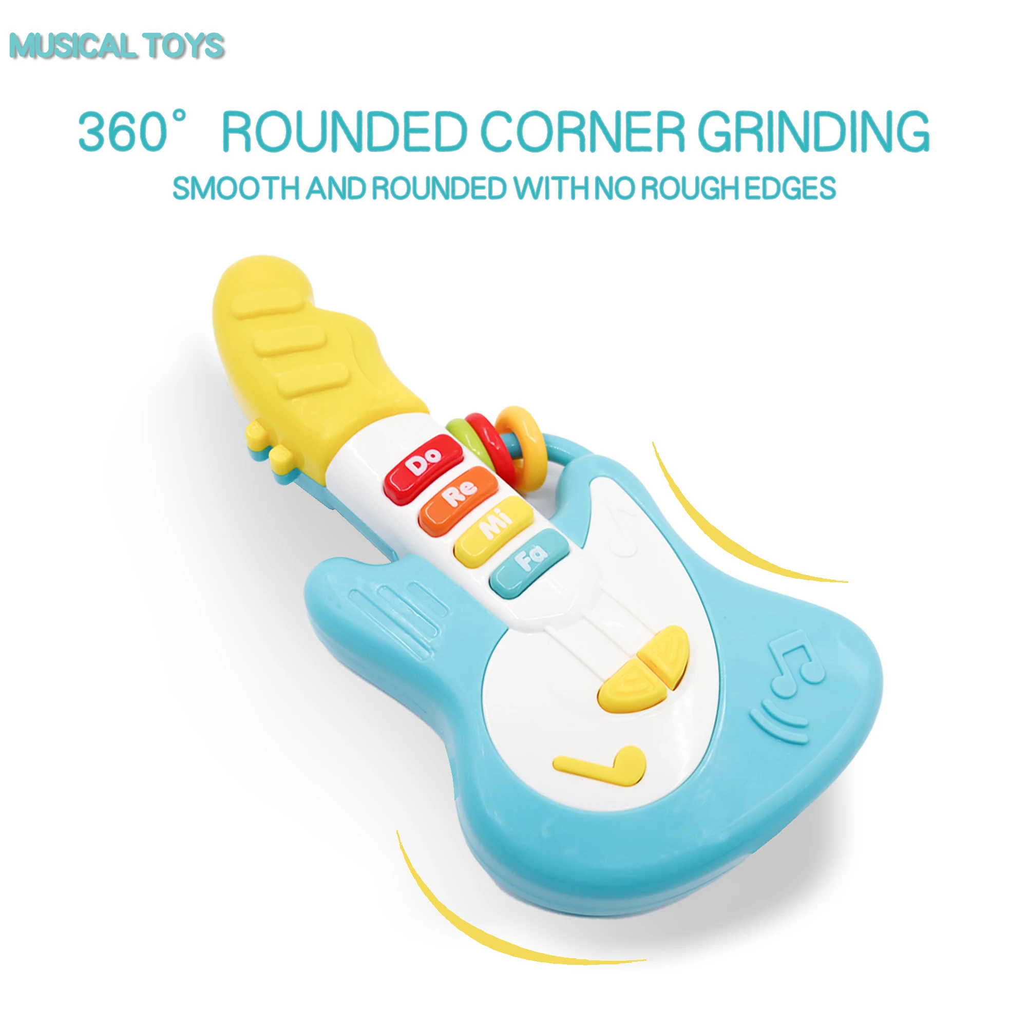 Brinquedo de guitarra e piano 2 em 1 projetado para crianças, adequado para instrumento musical jogável de 1,2,3, canção de ninar embutida, com luzes