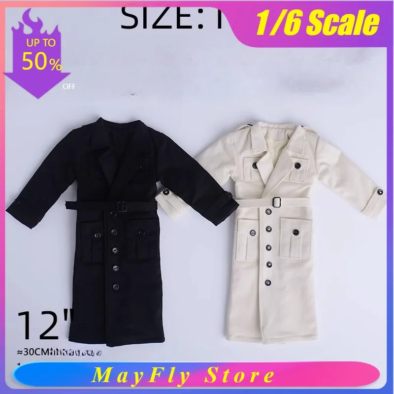 

Fit for 12in 1/6 Scale White Black Trendy British Style Windbreaker Coat Clothes Model for Male Soldier Action Figures Body Doll