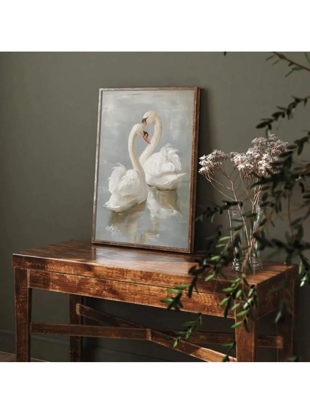 فرملس سوان خمر الفن قماش المشارك مزرعة ريفي الديكور الرجعية اللوحة طباعة لوحة على الحائط لتزيين المنزل ، هدية مثالية