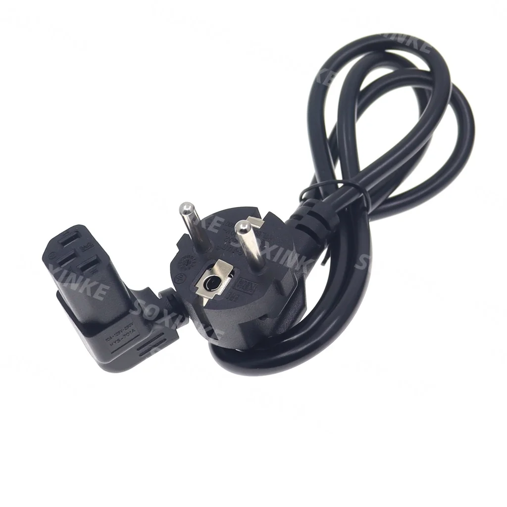 Angled C13 Computer EU Power Cable European Type F Adapter Plug to IEC C13 Extension Cord For Monitor PDU Antminer Printer 1m