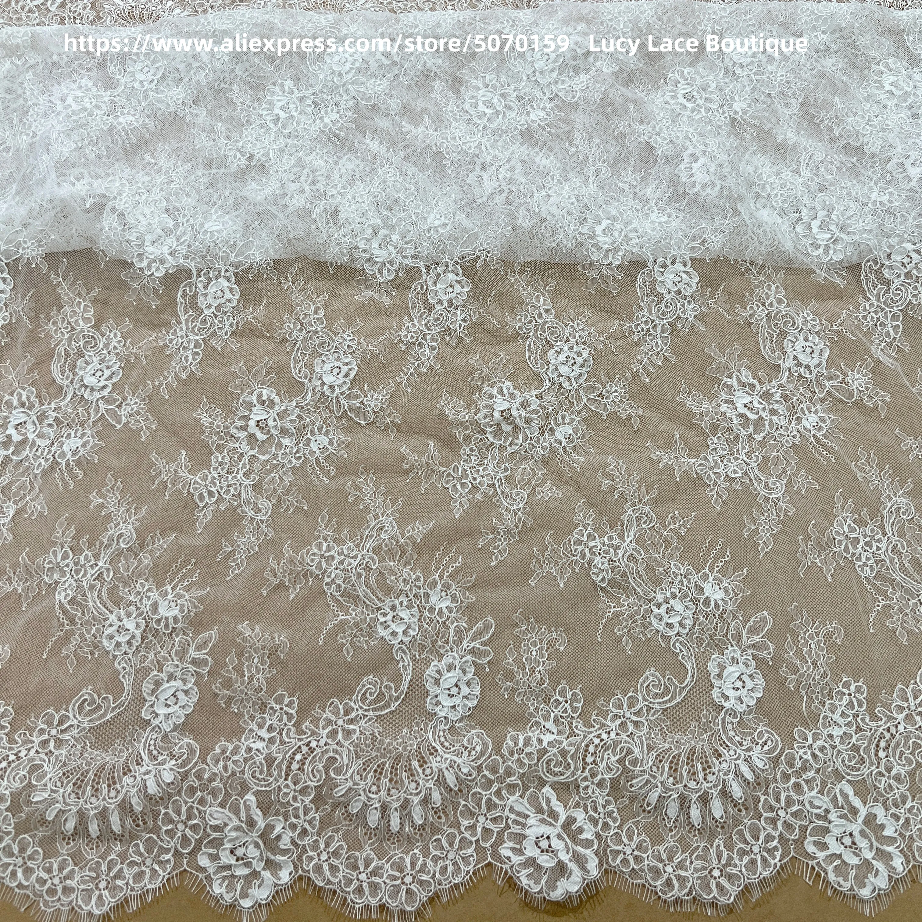 

Exquisite Corded Lash French Chantilly Lace Fabric Off White Bridal Wedding Dress Lace 1.5M Wide 3M Long 2025 NEW