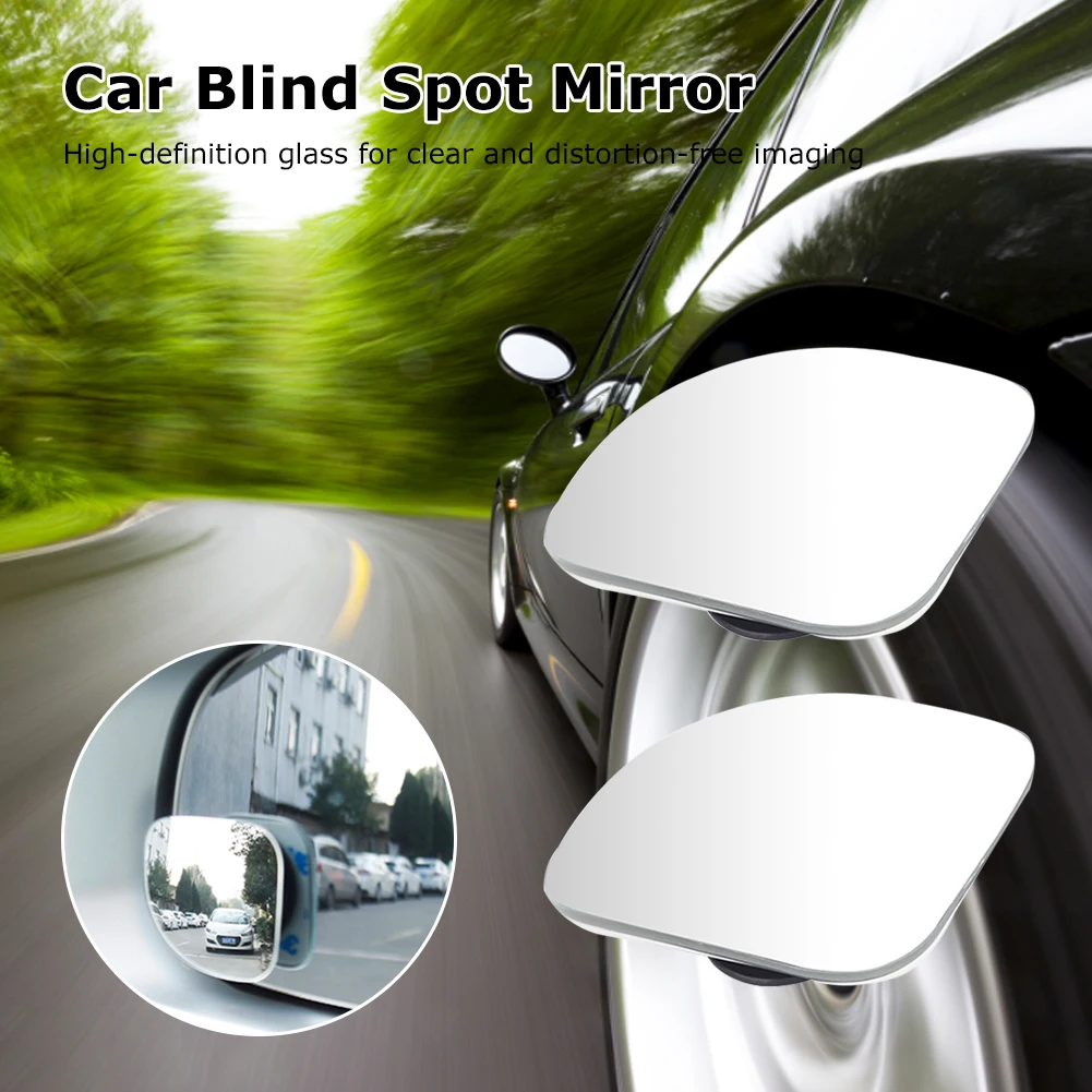 2Pcs Frameless Auxiliary Rearview Mirror Car Blind Spot Mirror HD Glass Convex Wide Angle Rimless Mirrors for Parking Reversing