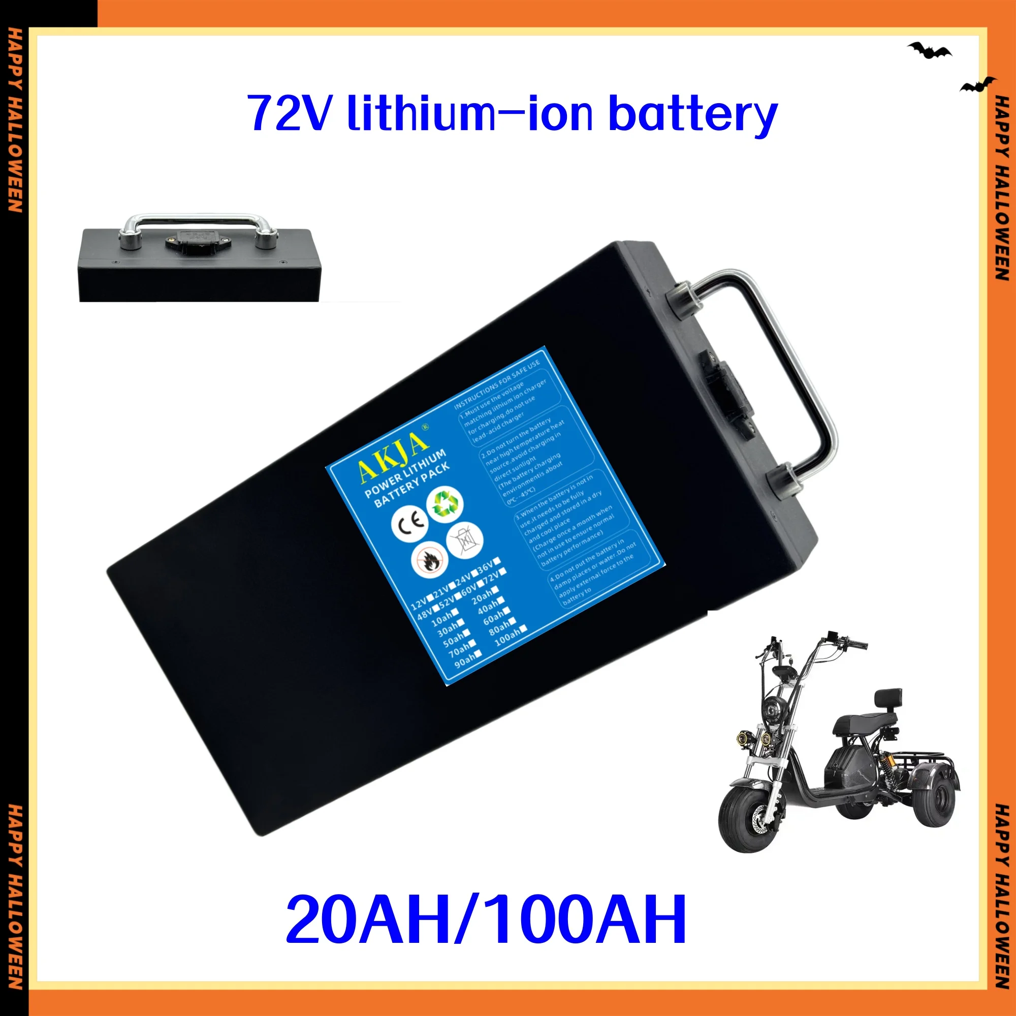 

Air fast transportation 72V100AH 18650 lithium battery Lithium battery pack Suitable for motors below 250-3000W