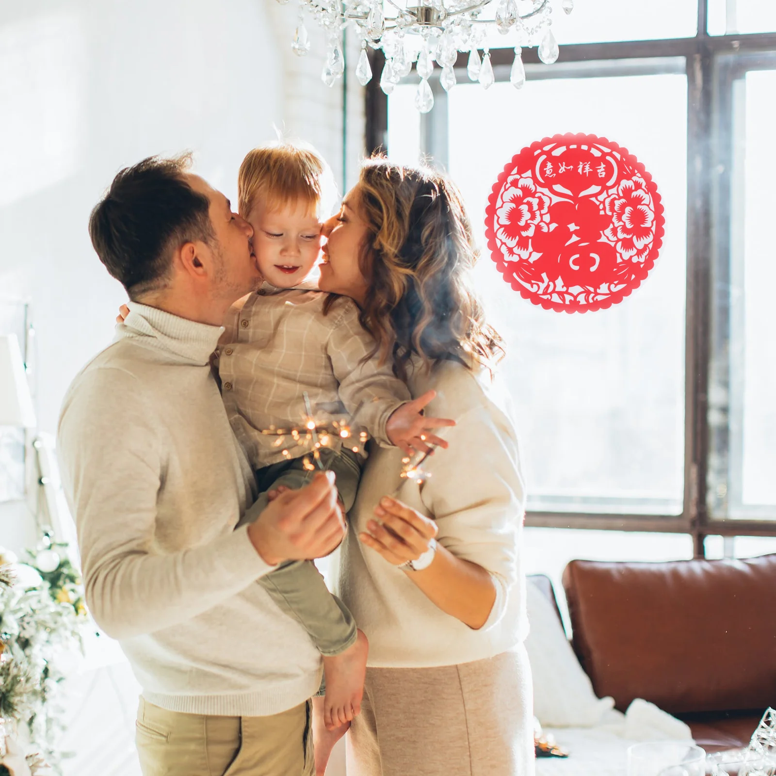 10 قطعة ملصقات نافذة سنة البقرة نعمة شخصية ثابتة شارات زجاجية تقليدية السنة الصينية الجديدة نافذة فيلم مهرجان الربيع