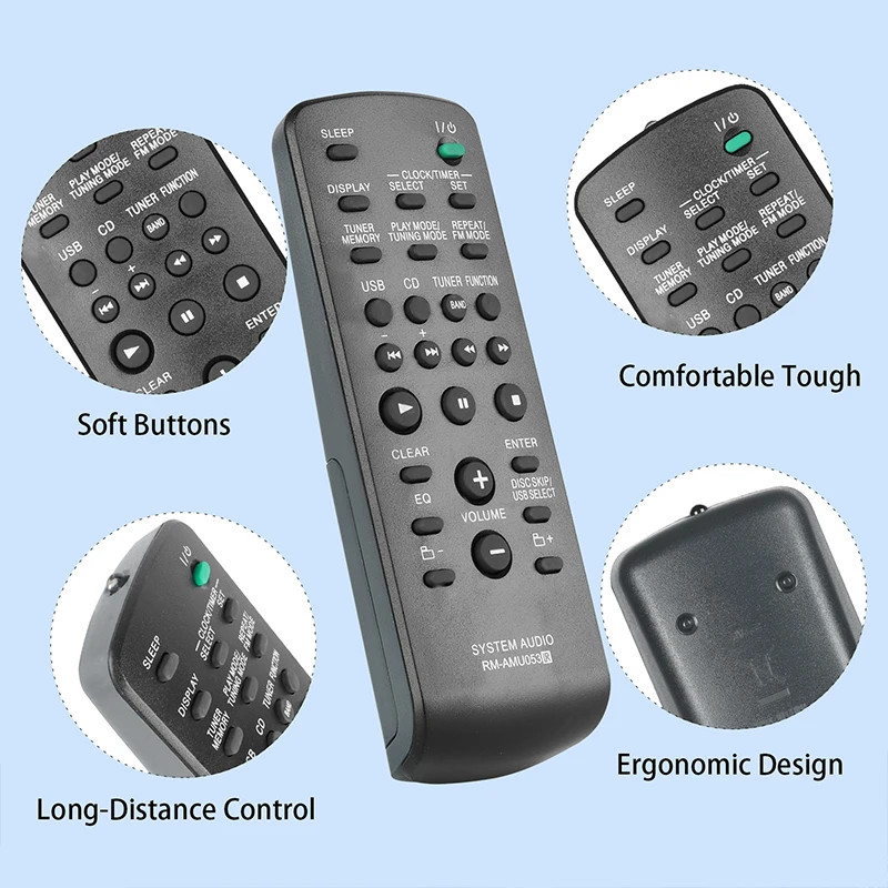 RM-AMU053 Remote Control For Sony Audio System HCD-EC55 HCD-EC68 HCD-GX99 HCD-GX355 HCD-HPR95 CMT-HPR90 MHC-GTZ3 MHC-GTR7