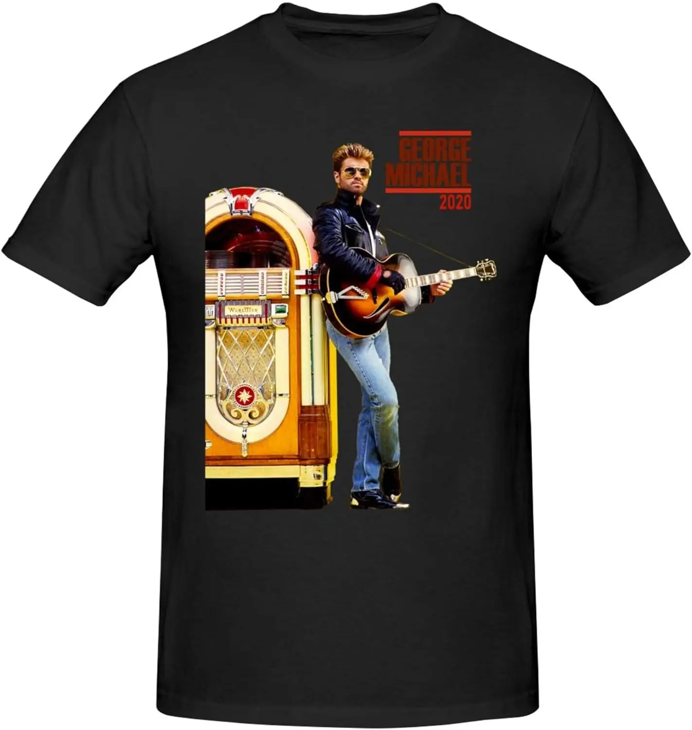 George Music Michael t-Shirts Men's Summer Cotton Casual Crew Neck Short Sleeve Shirt Unisex tees Black