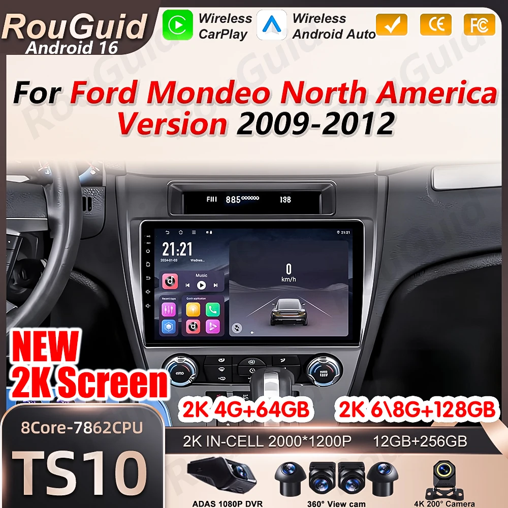 

Автомагнитола Android 16 с CarPlay для Ford Mondeo (версия для Северной Америки) 2009-2012 годов, видеоплеер, мультимедиа, автонавигация