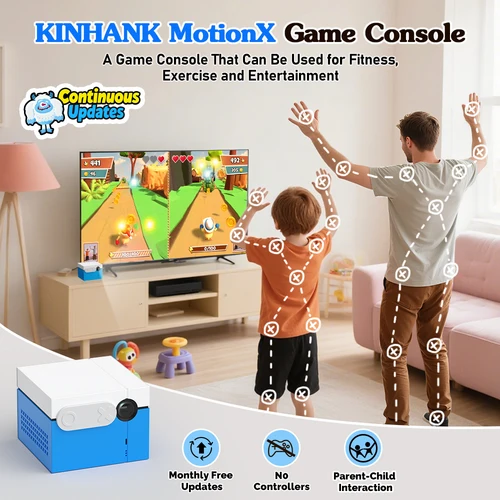 Consola de juegos KINHANK MotionX para niños y familias, actualización mensual, sin controladores Plug & Play Sistema de juegos controlado por movimiento interior