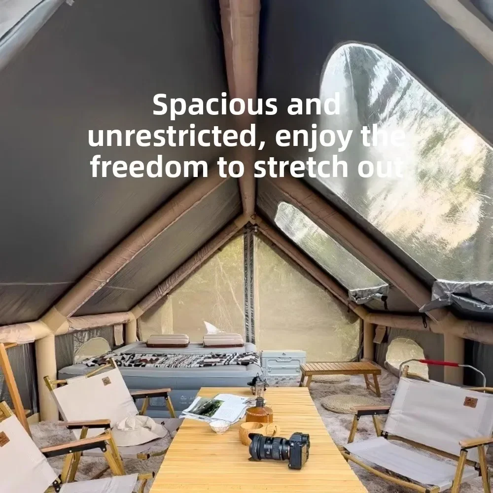 SHANYUE خيمة خارجية للتخييم البري غرفة معيشة أوتوماتيكية مجانية قابلة للنفخ للتخييم غرفتين غراء أسود خيمة كبيرة بنعل واحد بالكامل