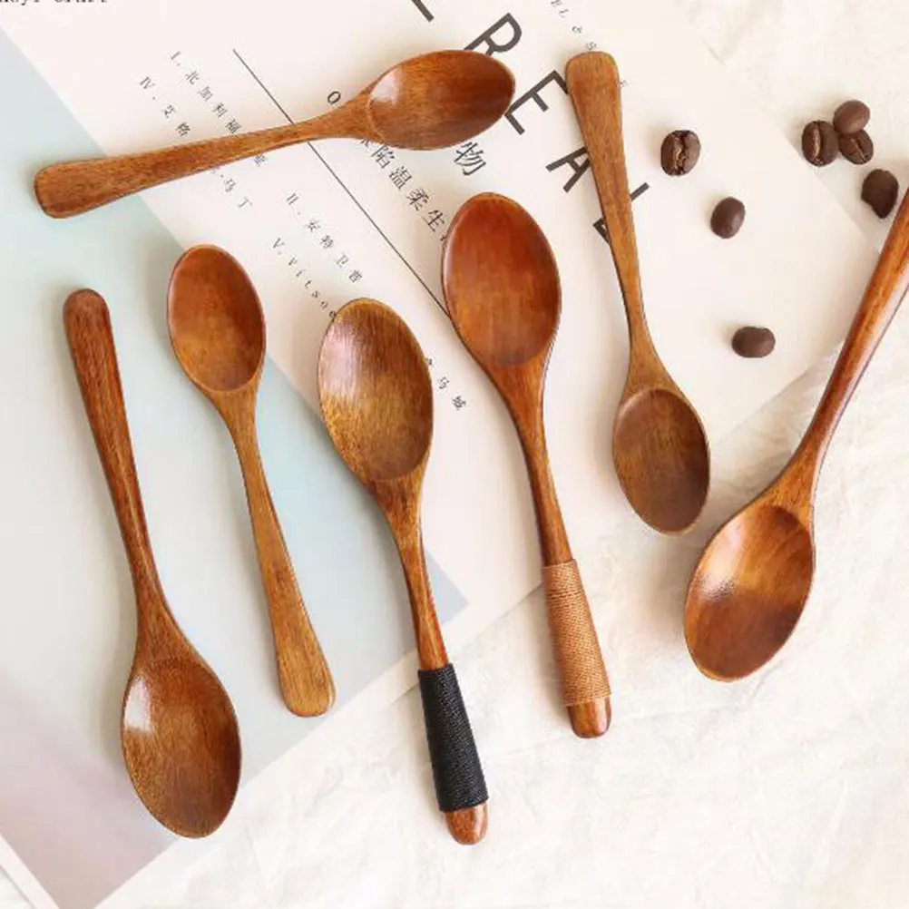 

5Pcs Household Wood Spoon Natural Ecofriendly for Condiments Rice Ice Cream Perfect Gift Choice Cys020q 12.5cm